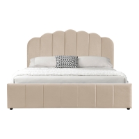 Κρεβάτι Tatiana pakoworld βελούδο μπεζ με αποθηκευτικό χώρο 120x200εκ