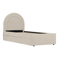 Κρεβάτι Arcuate pakoworld μπουκλέ υφασμα μπεζ με συρόμενο 90x200εκ