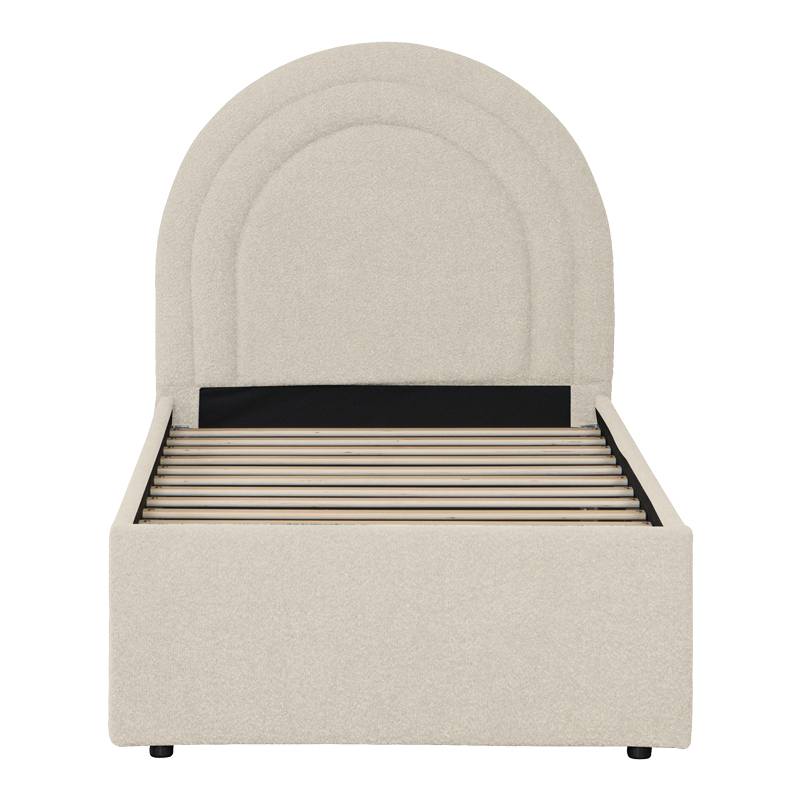 Κρεβάτι Arcuate pakoworld μπουκλέ υφασμα μπεζ με συρόμενο 90x200εκ