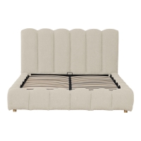 Κρεβάτι Nuvem pakoworld μπουκλέ υφασμα μπεζ με αποθηκευτικό χώρο 160x200εκ