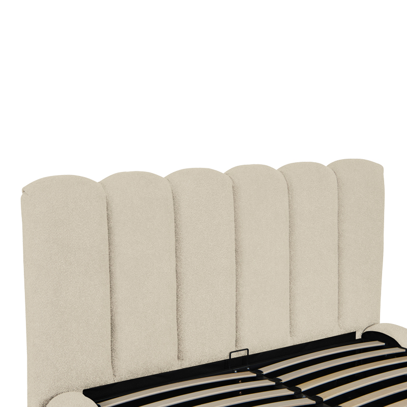 Κρεβάτι Nuvem pakoworld μπουκλέ υφασμα μπεζ με αποθηκευτικό χώρο 160x200εκ