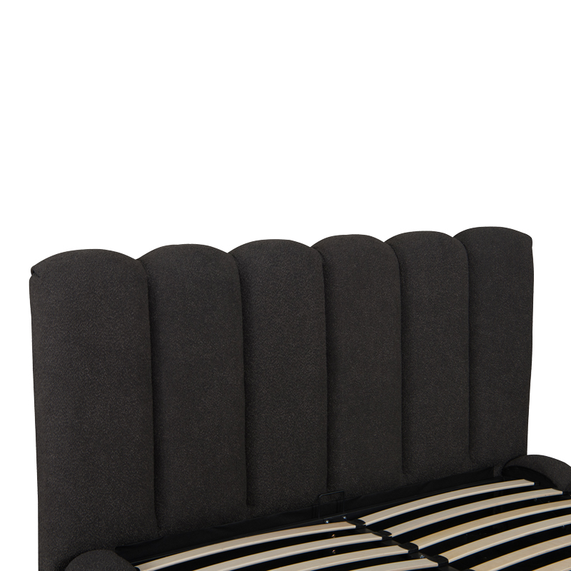 Κρεβάτι Nuvem pakoworld μπουκλέ υφασμα ανθρακί με αποθηκευτικό χώρο 160x200εκ