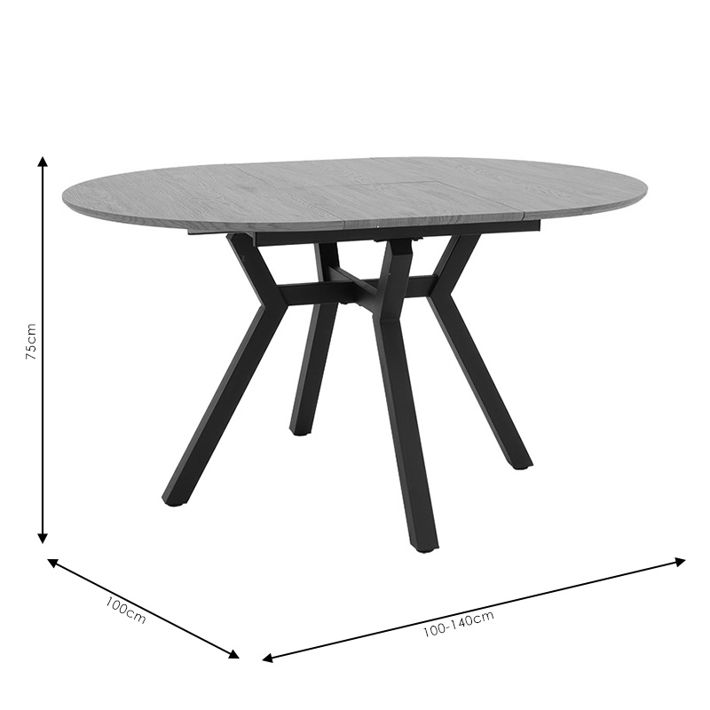Tραπέζι Frances pakoworld επεκτεινόμενο MDF sonoma-μαύρο 100-140x100x75εκ Tραπέζι Frances pakoworld επεκτεινόμενο MDF sonoma-μαύρο 100-140x100x75εκ