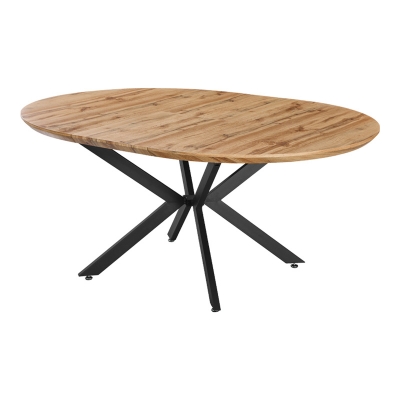 Τραπέζι επεκτεινόμενο Edina pakoworld mdf σε sonoma απόχρωση με μαύρα μεταλλικά πόδια 130-170x130x75εκ