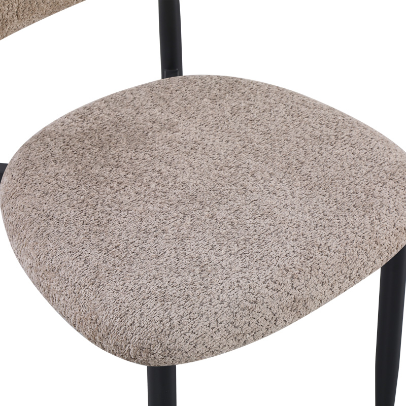 Καρέκλα Folegio pakoworld μπουκλέ σε γκρι απόχρωση με μαύρα πόδια 50x57x79.5εκ