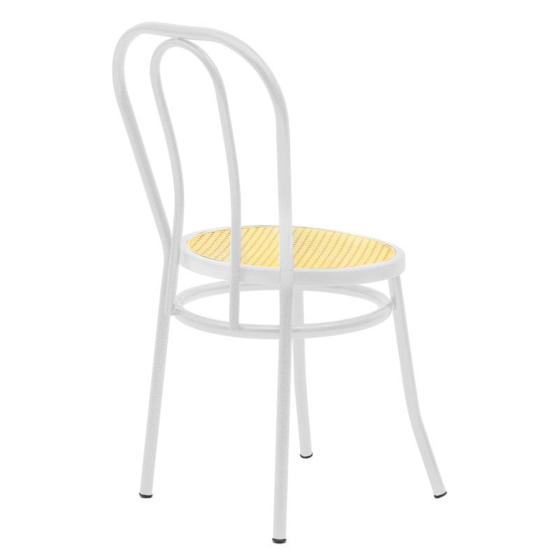 Καρέκλα Βιέννης pakoworld pe rattan μπεζ-μέταλλο λευκό Καρέκλα Βιέννης pakoworld pe rattan μπεζ-μέταλλο λευκό