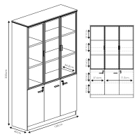 Ντουλάπες γραφείου επαγγελματικές Oscar pakoworld καρυδί-ανθρακί 200x40x200εκ