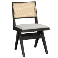 Καρέκλα Winslow pakoworld ξύλο rubberwood μαύρο-pvc rattan φυσικό-ύφασμα γκρι Καρέκλα Winslow pakoworld ξύλο rubberwood μαύρο-pvc rattan φυσικό-ύφασμα γκρι