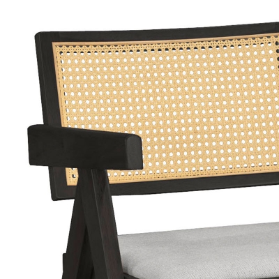 Πολυθρόνα Winslow pakoworld ξύλο rubberwood μαύρο-pvc rattan φυσικό-ύφασμα γκρι Πολυθρόνα Winslow pakoworld ξύλο rubberwood μαύρο-pvc rattan φυσικό-ύφασμα γκρι