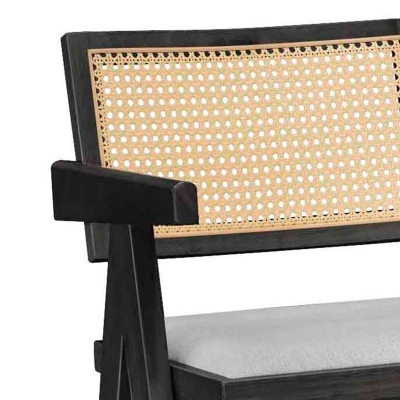 Σκαμπό bar Winslow pakoworld ξύλο rubberwood μαύρο-pvc rattan φυσικό-ύφασμα γκρι Σκαμπό bar Winslow pakoworld ξύλο rubberwood μαύρο-pvc rattan φυσικό-ύφασμα γκρι