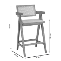 Σκαμπό bar Winslow pakoworld ξύλο rubberwood μαύρο-pvc rattan φυσικό-ύφασμα γκρι Σκαμπό bar Winslow pakoworld ξύλο rubberwood μαύρο-pvc rattan φυσικό-ύφασμα γκρι