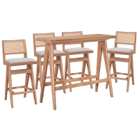 Τραπεζαρία μπαρ Winslow pakoworld σετ 5τεμ ξύλο rubberwood ανοιχτό καρυδί 120x45x100εκ Τραπεζαρία μπαρ Winslow pakoworld σετ 5τεμ ξύλο rubberwood ανοιχτό καρυδί 120x45x100εκ