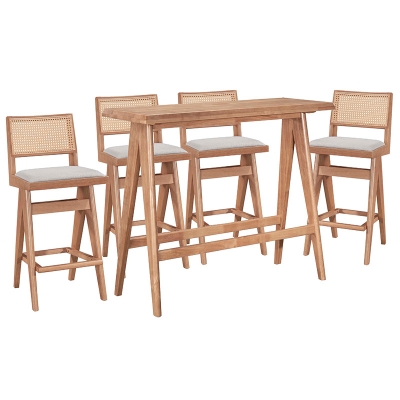Τραπεζαρία μπαρ Winslow pakoworld σετ 5τεμ ξύλο rubberwood ανοιχτό καρυδί 120x45x100εκ Τραπεζαρία μπαρ Winslow pakoworld σετ 5τεμ ξύλο rubberwood ανοιχτό καρυδί 120x45x100εκ
