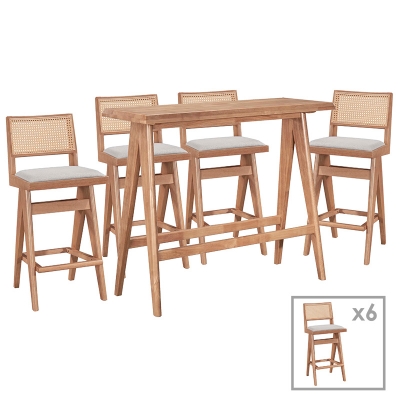 Τραπεζαρία μπαρ Winslow pakoworld σετ 7τεμ ξύλο rubberwood ανοιχτό καρυδί 120x45x100εκ Τραπεζαρία μπαρ Winslow pakoworld σετ 7τεμ ξύλο rubberwood ανοιχτό καρυδί 120x45x100εκ