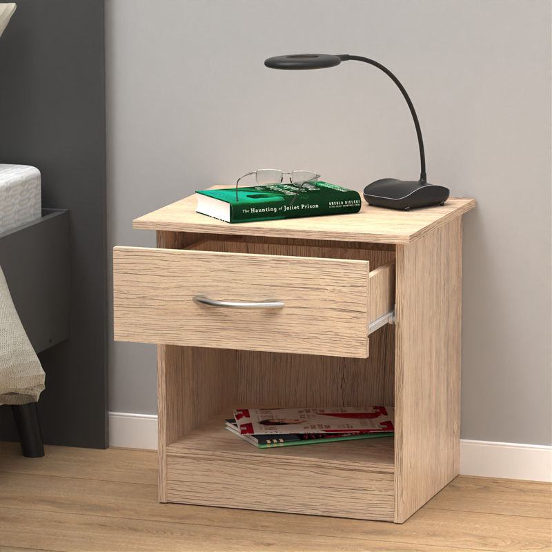 Κομοδίνο Kona pakoworld σε oak απόχρωση 40x34x42εκ Κομοδίνο Kona pakoworld σε oak απόχρωση 40x34x42εκ