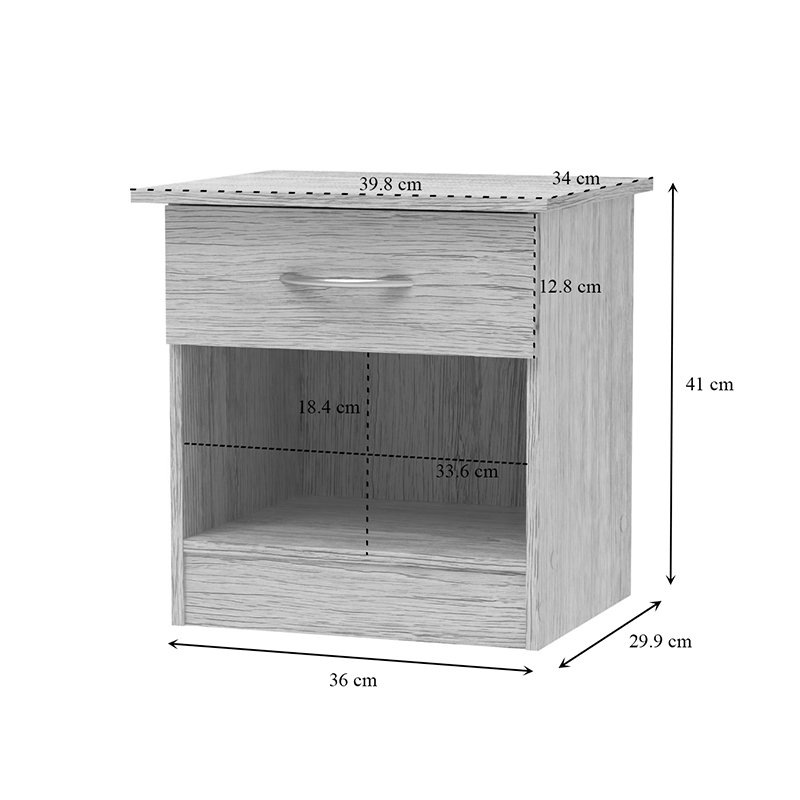 Κομοδίνο Kona pakoworld σε oak απόχρωση 40x34x42εκ Κομοδίνο Kona pakoworld σε oak απόχρωση 40x34x42εκ