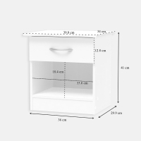 Κομοδίνο Kona pakoworld σε λευκή απόχρωση 40x34x42εκ Κομοδίνο Kona pakoworld σε λευκή απόχρωση 40x34x42εκ