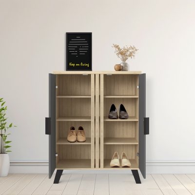 Παπουτσοθήκη-ντουλάπι Shoby pakoworld ανθρακί-sonoma 70.5x30x91εκ