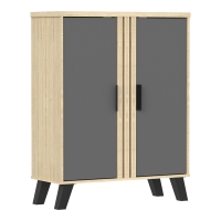 Παπουτσοθήκη-ντουλάπι Shoby pakoworld ανθρακί-sonoma 70.5x30x91εκ