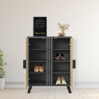 Παπουτσοθήκη-ντουλάπι Shoby pakoworld sonoma-ανθρακί 70.5x30x91εκ