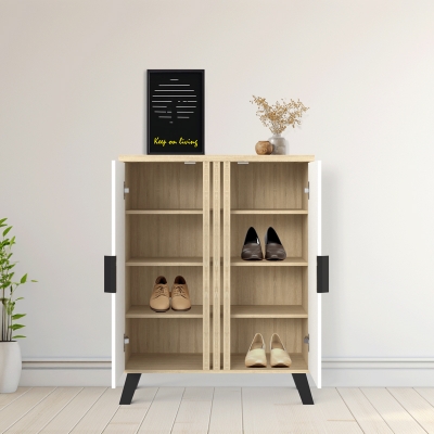 Παπουτσοθήκη-ντουλάπι Shoby pakoworld λευκό-sonoma 70.5x30x91εκ