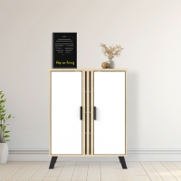 Παπουτσοθήκη-ντουλάπι Shoby pakoworld λευκό-sonoma 70.5x30x91εκ