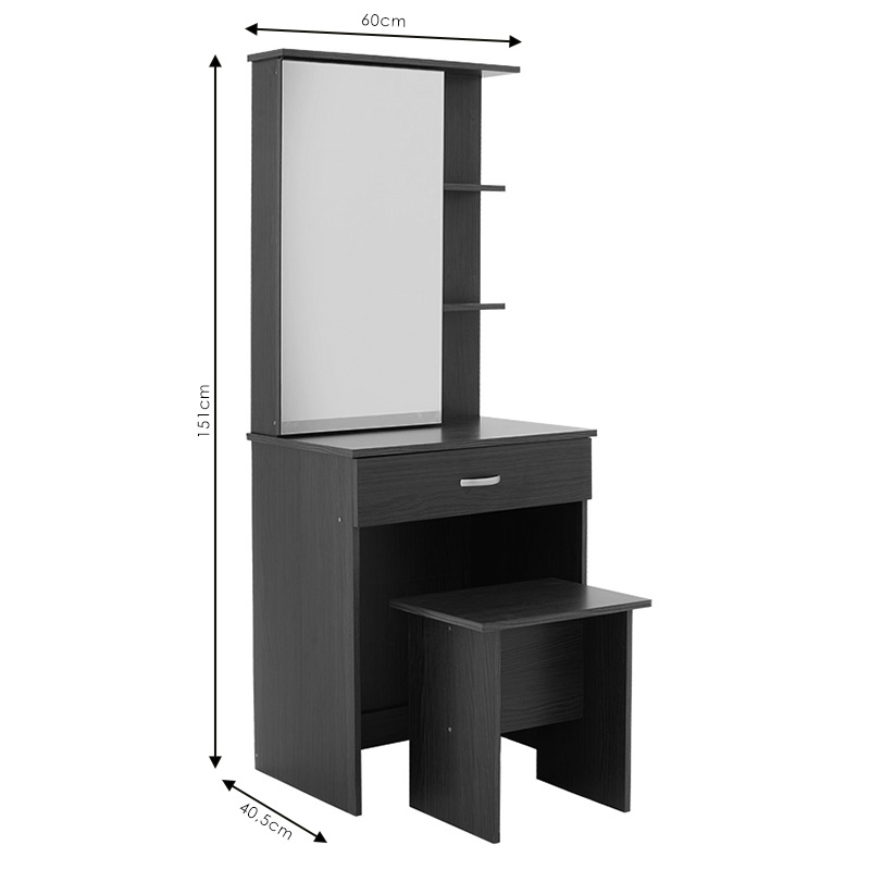 Τουαλέτα κρεβατοκάμαρας Zelia pakoworld με καθρέπτη και σκαμπό χρώμα λευκό 60x40.5x151εκ Τουαλέτα κρεβατοκάμαρας Zelia pakoworld με καθρέπτη και σκαμπό χρώμα λευκό 60x40.5x151εκ