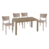 Τραπεζαρία Explore-Ignite pakoworld σετ 5τεμ PP cappuccino 150x90x73,5εκ. Τραπεζαρία Explore-Ignite pakoworld σετ 5τεμ PP cappuccino 150x90x73,5εκ.