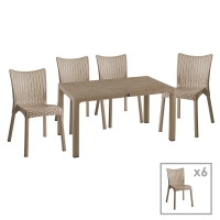 Τραπεζαρία Explore-Confident pakoworld σετ 7τεμ PP cappuccino 150x90x73,5εκ Τραπεζαρία Explore-Confident pakoworld σετ 7τεμ PP cappuccino 150x90x73,5εκ