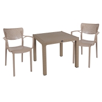 Τραπεζαρία Explore-Frontline pakoworld σετ 3τεμ PP cappuccino 90x90x73,5εκ Τραπεζαρία Explore-Frontline pakoworld σετ 3τεμ PP cappuccino 90x90x73,5εκ