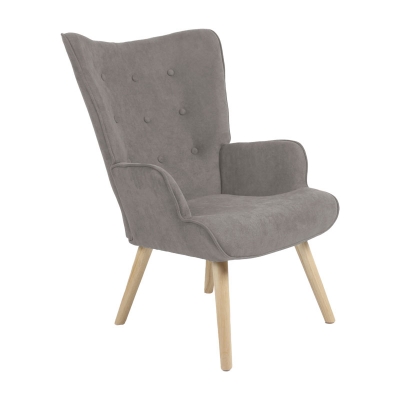 Πολυθρόνα Fluffy pakoworld ύφασμα γκρι-πόδι rubberwood φυσικό 75x69x96εκ Πολυθρόνα Fluffy pakoworld ύφασμα γκρι-πόδι rubberwood φυσικό 75x69x96εκ