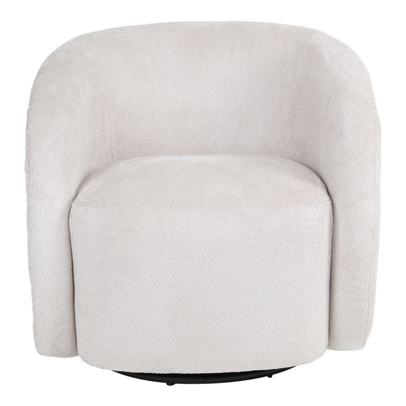 Πολυθρόνα Barrelo pakoworld περιστρεφόμενη με κρεμ ύφασμα 77x72x69εκ