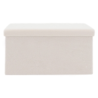 Σκαμπό-μπαούλο Forward pakoworld ύφασμα μπουκλέ ivory 76.5x38x37.5εκ