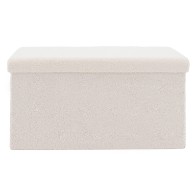 Σκαμπό-μπαούλο Forward pakoworld ύφασμα μπουκλέ ivory 76.5x38x37.5εκ