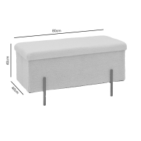 Σκαμπό-μπαούλο Ziwel pakoworld μπουκλέ λευκό-χρυσό 80x40x40εκ