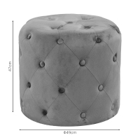 Σκαμπό-πουφ Seval pakoworld βελούδο ανθρακί Φ49x47εκ