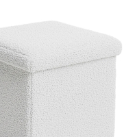 Σκαμπό-μπαούλο Crystal pakoworld μπουκλέ ύφασμα σε ivory απόχρωση 38x38x38εκ