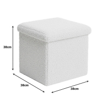 Σκαμπό-μπαούλο Crystal pakoworld μπουκλέ ύφασμα σε ivory απόχρωση 38x38x38εκ