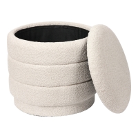 Σκαμπό-μπαούλο Bettia pakoworld μπουκλέ ιβουάρ Φ41x38.5εκ