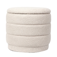 Σκαμπό-μπαούλο Bettia pakoworld μπουκλέ ιβουάρ Φ41x38.5εκ