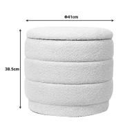 Σκαμπό-μπαούλο Bettia pakoworld μπουκλέ ιβουάρ Φ41x38.5εκ