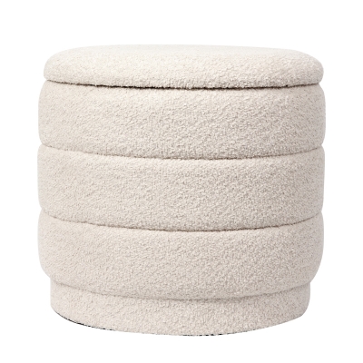 Σκαμπό-μπαούλο Bettia pakoworld μπουκλέ ιβουάρ Φ41x38.5εκ