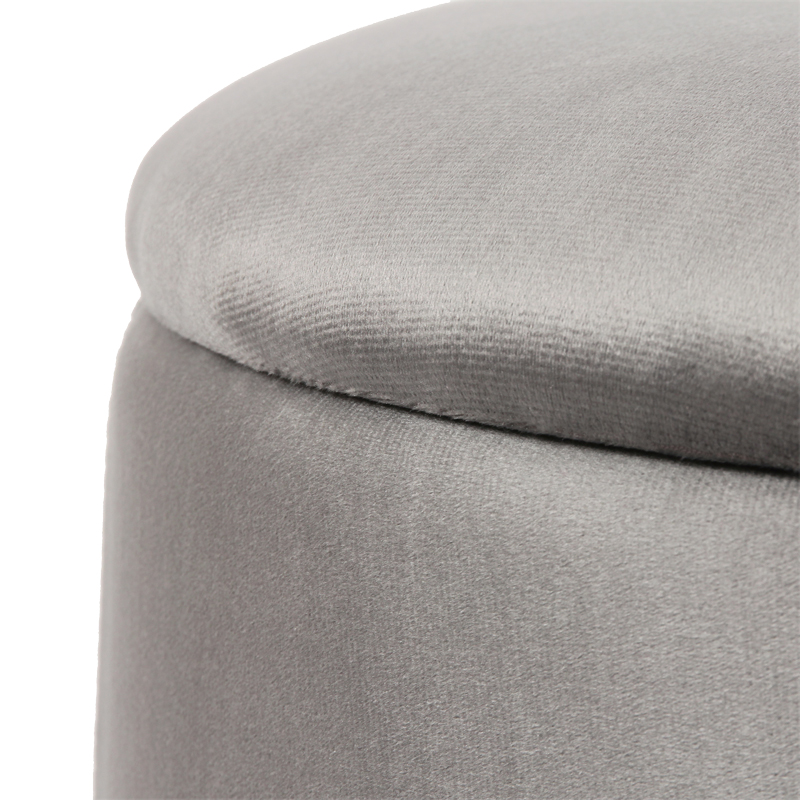 Σκαμπό-μπαούλο Terina pakoworld βελούδο γκρι Φ46x42εκ