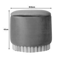 Σκαμπό-μπαούλο Terina pakoworld βελούδο γκρι Φ46x42εκ