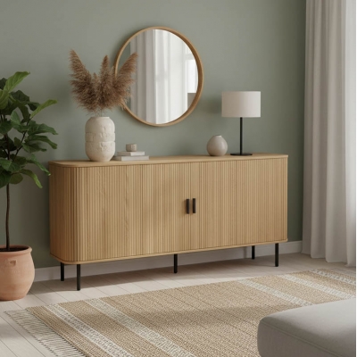 Μπουφές Scandi pakoworld MDF φυσικό με μεταλλικά μαύρα πόδια 170x45x80εκ