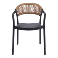 Πολυθρόνα Ankara pakoworld στοιβαζόμενη pp-pe rattan σε μαύρη-φυσική απόχρωση 54x55.5x77εκ Πολυθρόνα Ankara pakoworld στοιβαζόμενη pp-pe rattan σε μαύρη-φυσική απόχρωση 54x55.5x77εκ