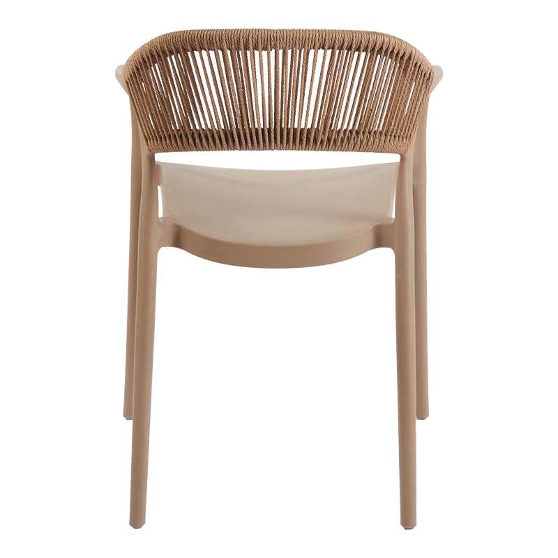 Πολυθρόνα Ankara pakoworld στοιβαζόμενη pp-pe rattan σε μόκα-φυσική απόχρωση 54x55.5x77εκ