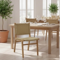 Καρέκλα Julien pakoworld rubberwood φυσικό-έδρα φυσικό σχοινί 61x54x85εκ