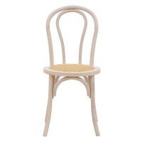 Καρέκλα στοιβαζόμενη Βιέννης Azhel pakoworld white wash ξύλο οξιάς-έδρα φυσικό rattan 41x50x89εκ