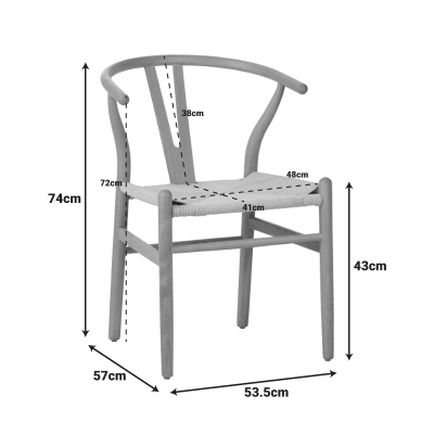 Καρέκλα Wishbone pakoworld λευκό ξύλο οξιάς-έδρα με σχοινί σε φυσική απόχρωση 53x55x76εκ Καρέκλα Wishbone pakoworld λευκό ξύλο οξιάς-έδρα με σχοινί σε φυσική απόχρωση 53x55x76εκ